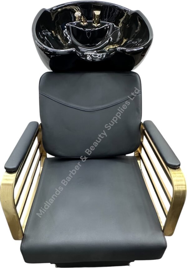 Barber Salon Washpoint Backwash Unit - Black Chair,Black Ceramic  Basin - Image 4