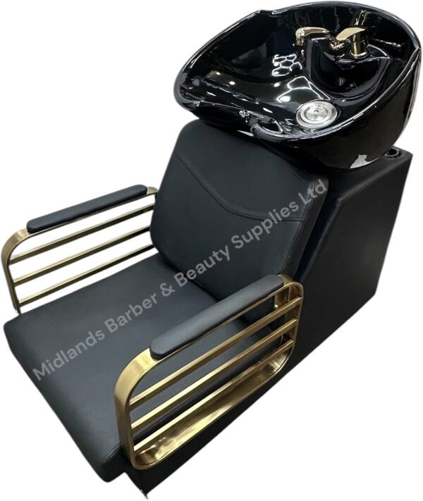 Barber Salon Washpoint Backwash Unit - Black Chair,Black Ceramic  Basin - Image 2