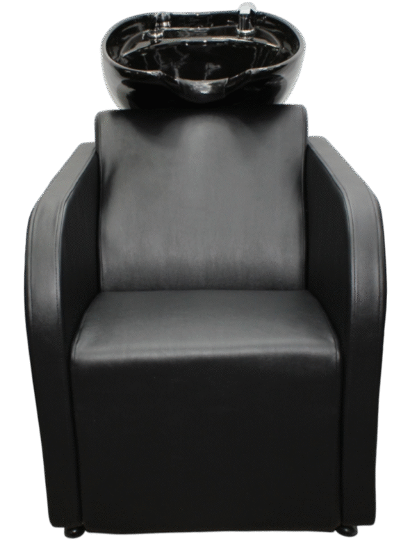 Barber Salon  Backwash Unit - Black Chair,Black Ceramic  Basin - Image 4